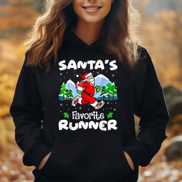 Xmas Santa's Favorite Runner Funy Running Lover Christmas Unisex Hoodie