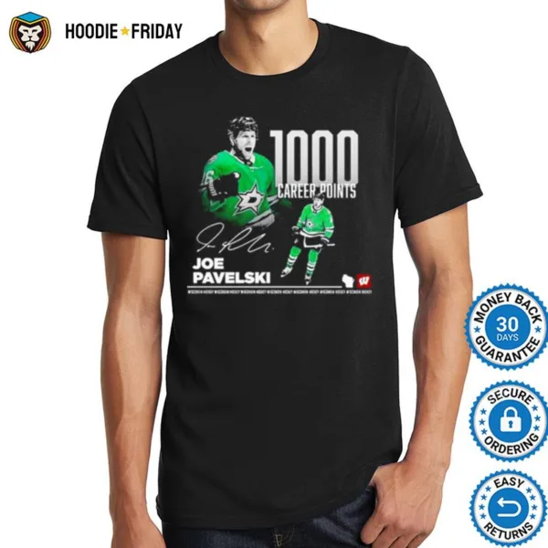 1000 Career Points Joe Pavelski Dallas Stars Signature Shirts