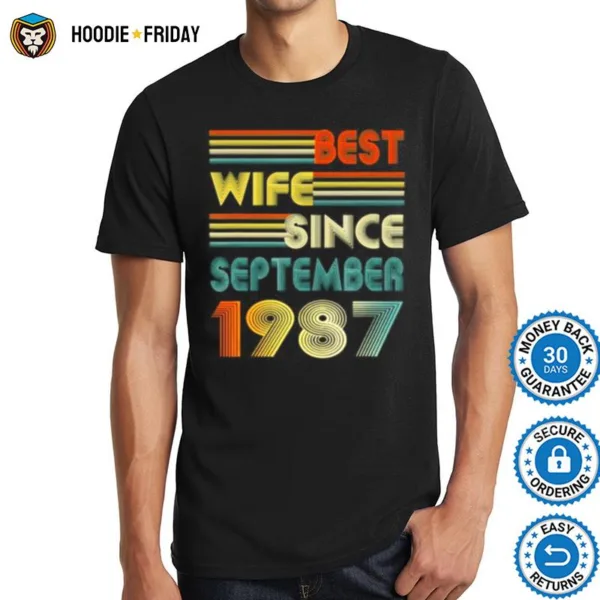 33Rd Wedding Anniversary Gift Best Wife Since September 1987 Shirts