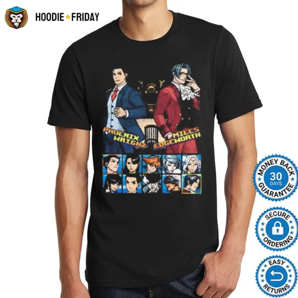 Ace Attorney Phoenix Wright And Miles Edgeworth Charcoal Shirts