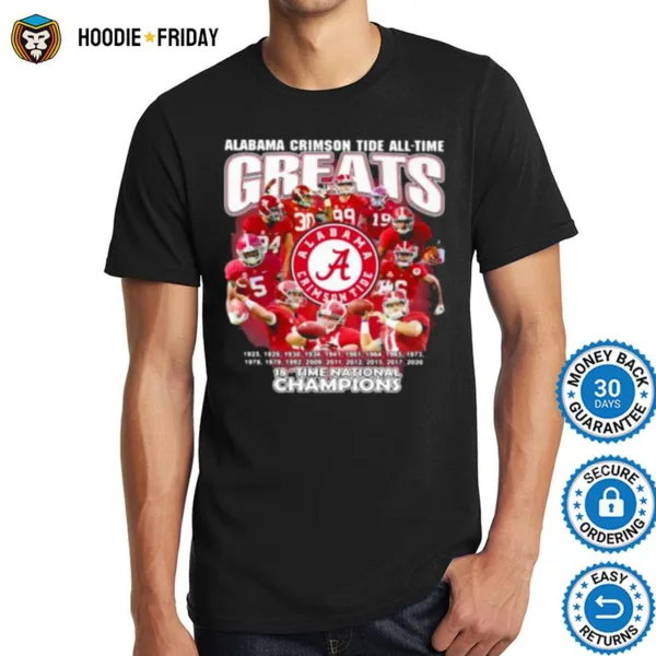 Alabama Crimson Tide All Time Greats 18 Time National Champion Shirts