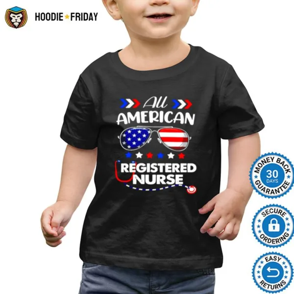 All American Registered Nurse 4Th Of July Patriotic Usa Flag Nursing Shirts