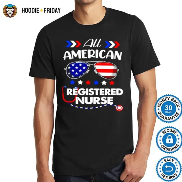 All American Registered Nurse 4Th Of July Patriotic Usa Flag Nursing Shirts