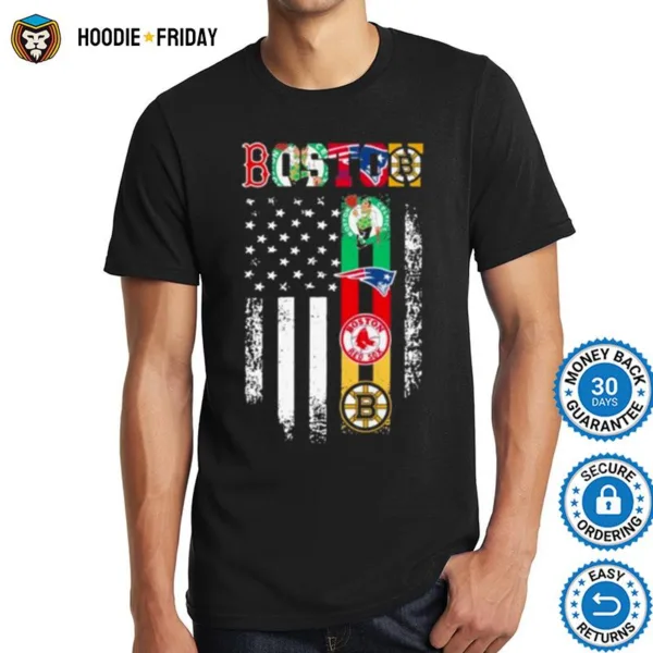 American Flag Boston Red Sox Boston Bruins Boston Celtics And New England Patriots Shirts