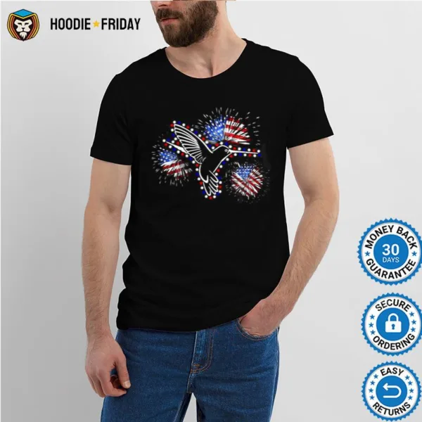 American Flag Hummingbird Flag Fireworks Bird Lover Shirts