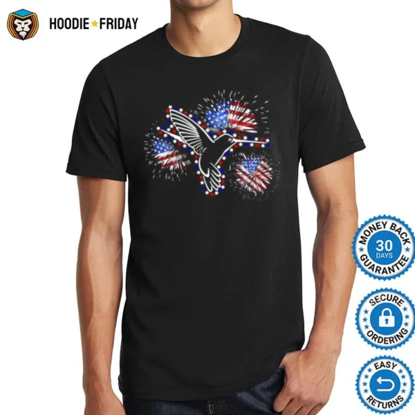 American Flag Hummingbird Flag Fireworks Bird Lover Shirts