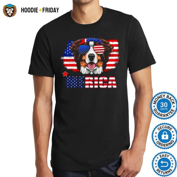 American Flag With Dog Merica Shirts