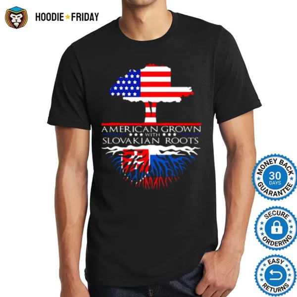 American Grown With Slovakian Roots Tree Flag Us Slovak Shirts