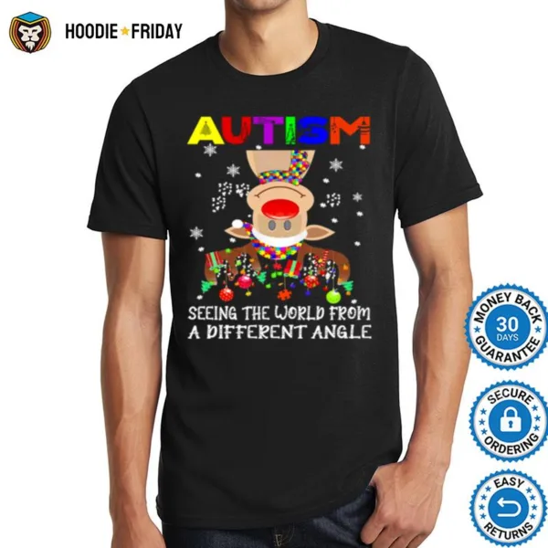 Autism Seeing The World From A Different Angle Pig Christmas Sweater Shirts