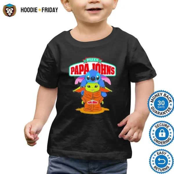 Baby Yoda And Stitch Pizza Papa John? Friend Shirts