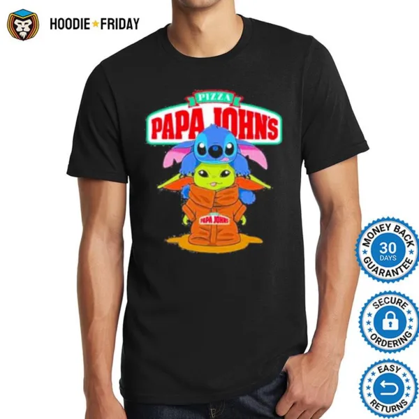 Baby Yoda And Stitch Pizza Papa John? Friend Shirts