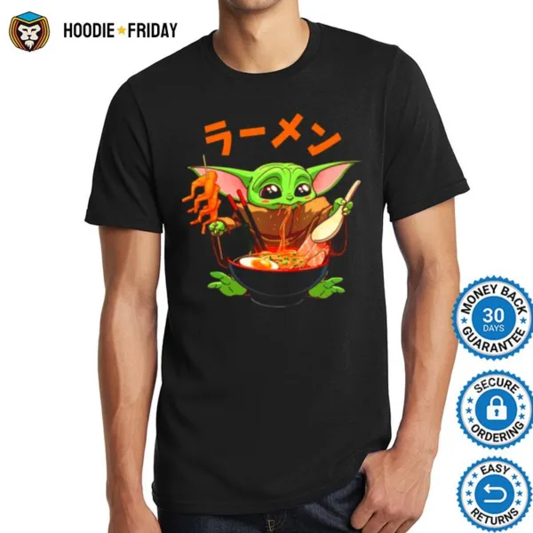 Baby Yoda Eating Ramen The Mandalorian Shirts