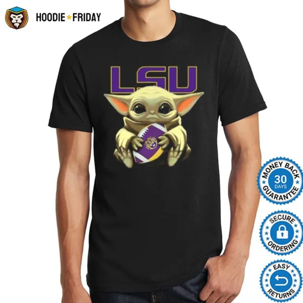 Baby Yoda Hug Lsu Tigers Football Shirts