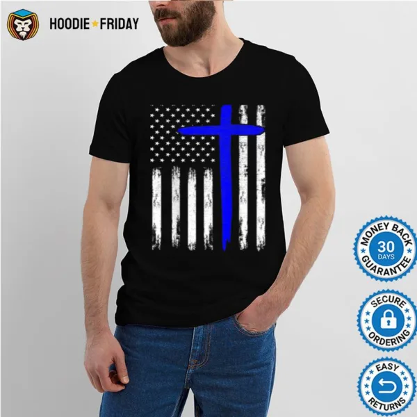 Best Blue Cross Ever With Us American Flag On Back Shirts