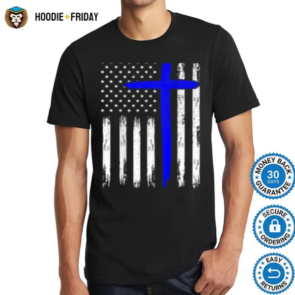 Best Blue Cross Ever With Us American Flag On Back Shirts