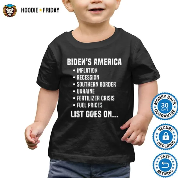 Bidens America Inflation Recession Fuel Prices List Goes On Shirts