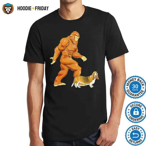 Bigfoot Walking Basset Hound Classic Shirts