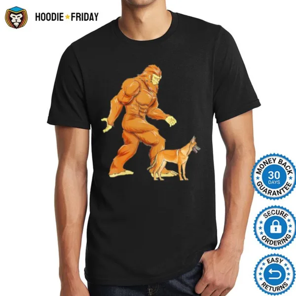 Bigfoot Walking Belgian Malinoi Classic Shirts