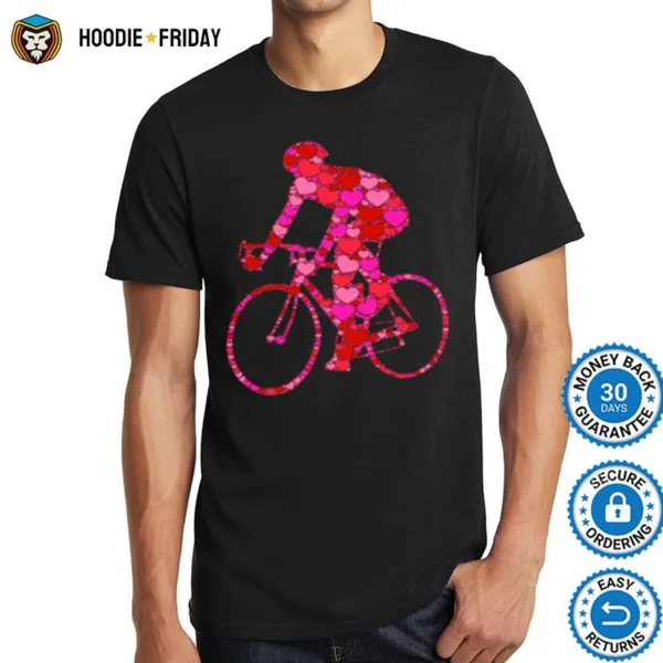 Bike Pink Red Heart Valentines Day For Bicycle Racer Shirts