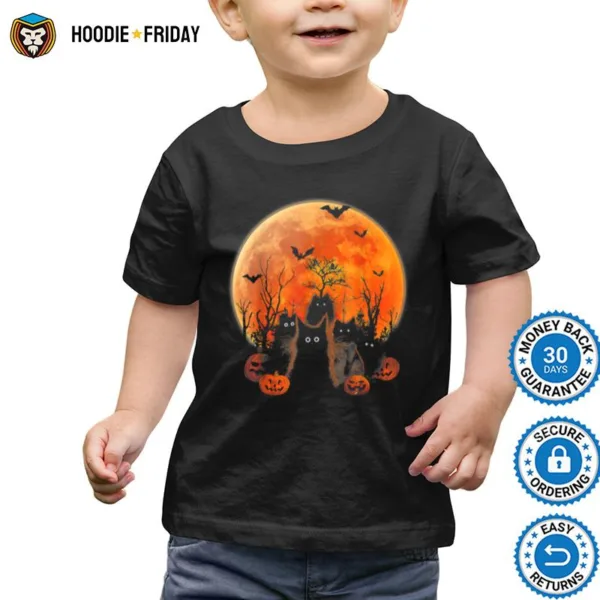 Black Cats Moon Pumpkin Funny Halloween Horror Gifts Shirts