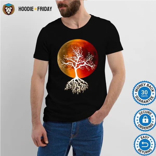 Blood Moon With Tree Moon Lunar Eclipse Moonlight Full Moon Shirts