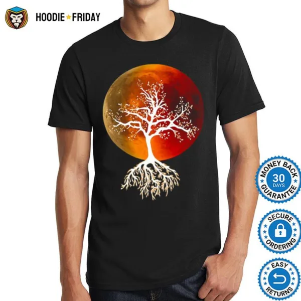 Blood Moon With Tree Moon Lunar Eclipse Moonlight Full Moon Shirts