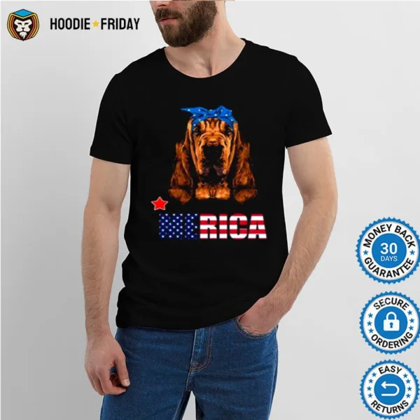 Bloodhound Dog American Flag Shirts