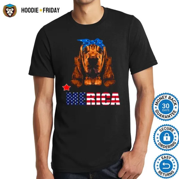 Bloodhound Dog American Flag Shirts