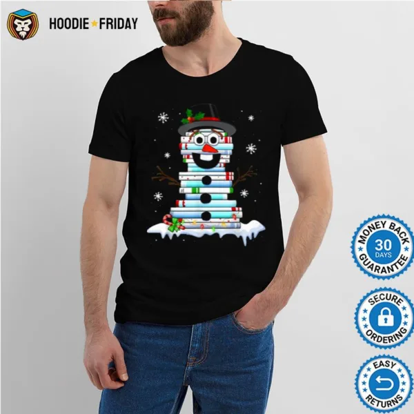 Book Stack Librarian Book Christmas Snowman Shirts