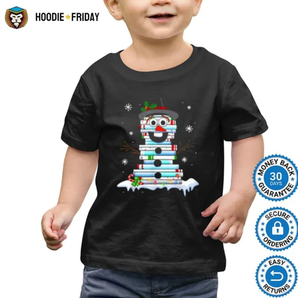 Book Stack Librarian Book Christmas Snowman Shirts