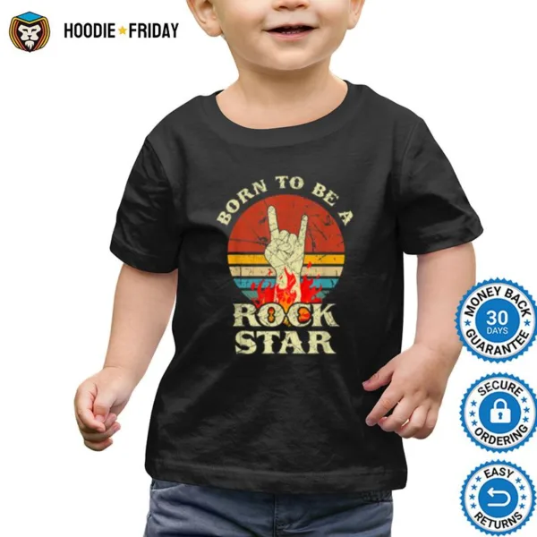 Born To Be Rock Star  Hand Horns Vintage Retro  B07Sgbhwtl Shirts