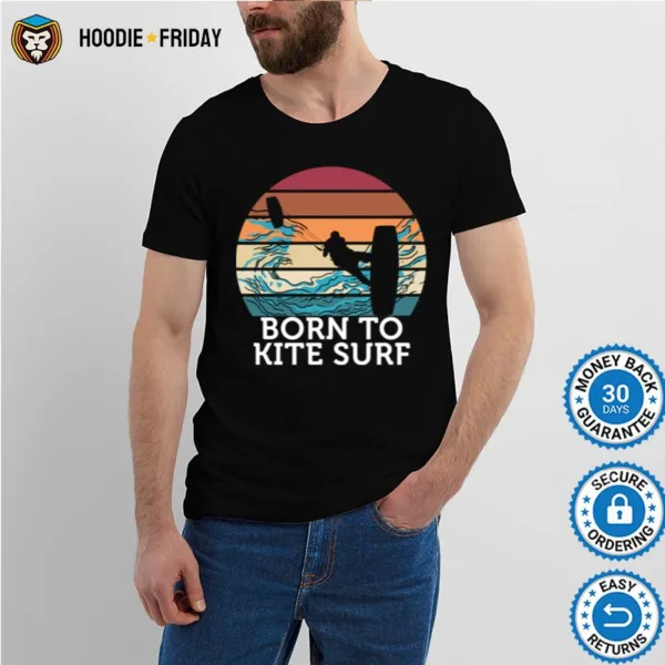 Born To Kite Surf Retro Vintage Sunset Beach Surfing Shirts