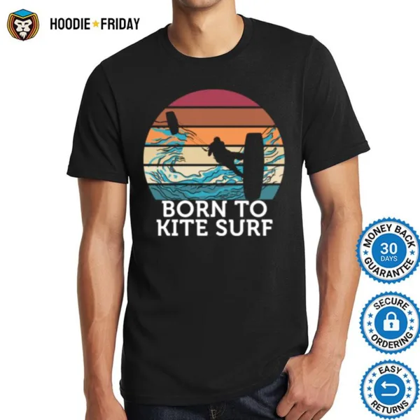 Born To Kite Surf Retro Vintage Sunset Beach Surfing Shirts