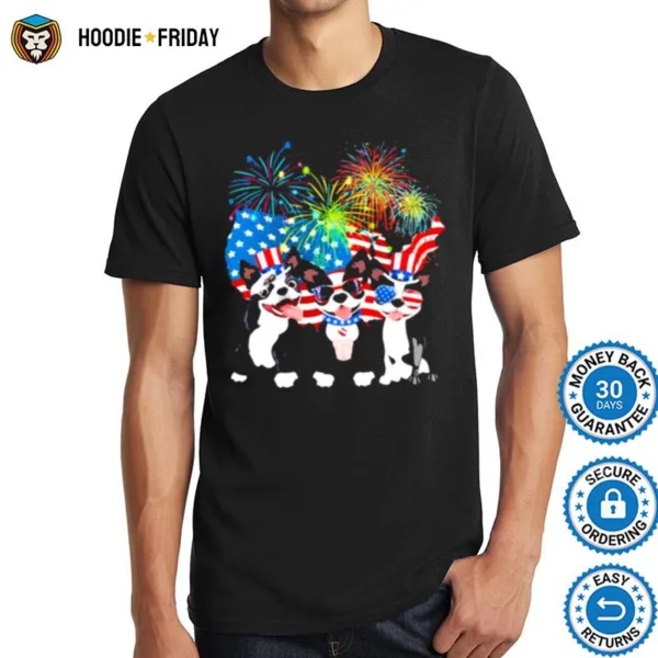 Boston Terrier Independence Day Firework American Flag Shirts