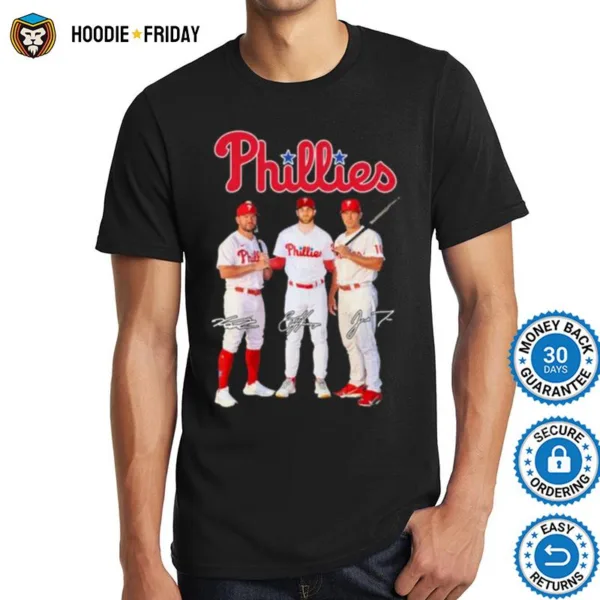 Bryce Harper And Louisville Slugger And Gabe Kapler Philadelphia Phillies Signatures Shirts