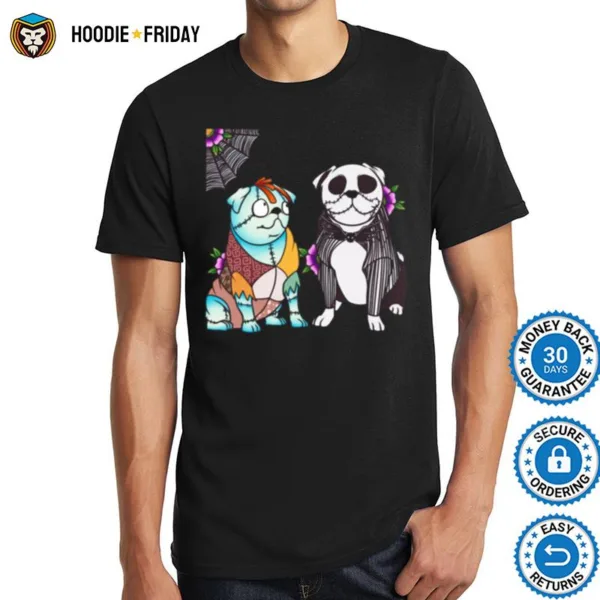 Bulldog Sally And Jack Skellington Halloween Shirts