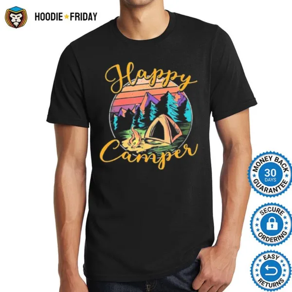 Camping Happy Camper Vintage Retro Shirts