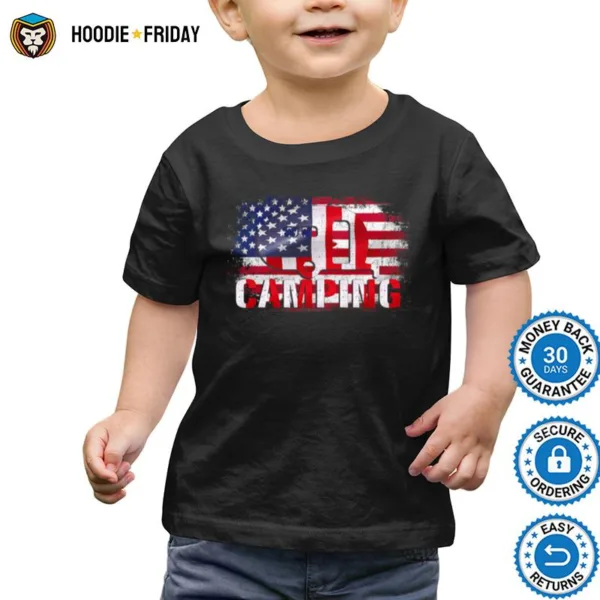 Camping With American Flag Camp Shirts