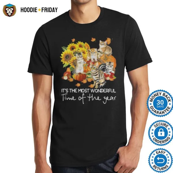 Cats Its The Most Wonderful Time Of The Year Sunflowers Leaves Tree Shirts