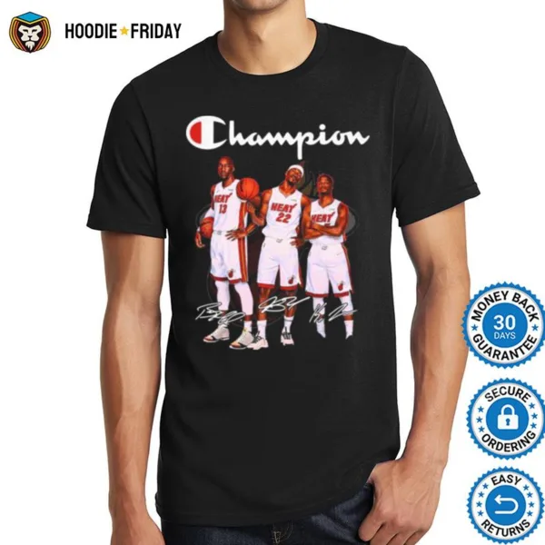 Champion Miami Heat Bam Adebayo Jimmy Butler And Kyle Lowry Signatures Shirts