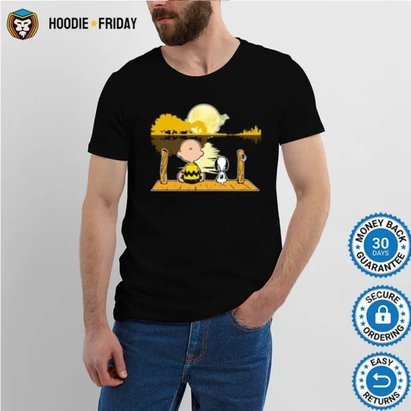 Charlie Brown And Snoopy Sightseeing River Guitar Shirts