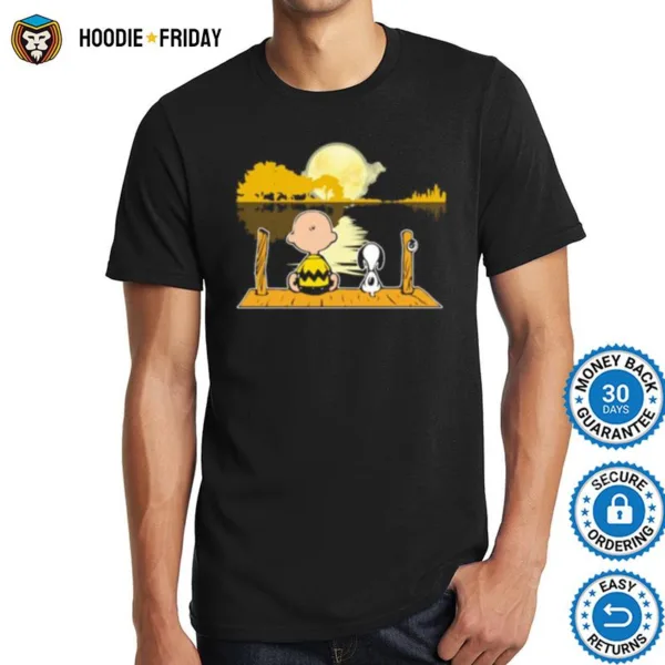 Charlie Brown And Snoopy Sightseeing River Guitar Shirts