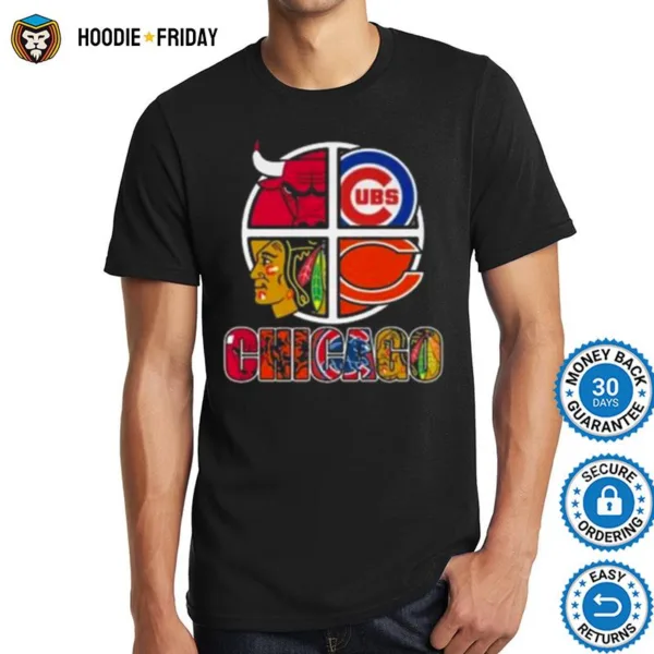 Chicago Big 4 Teams Bulls Bears Blackhawks Cubs Shirts