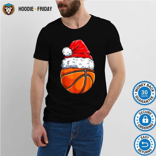 Christmas Basketball Ball Santa Hat Boys Men Sport Team Shirts