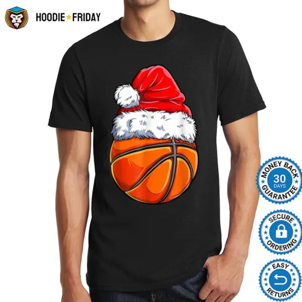 Christmas Basketball Ball Santa Hat Boys Men Sport Team Shirts