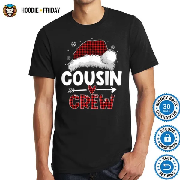 Christmas Cousin Crew Buffalo Plaid Santa Matching Family Shirts