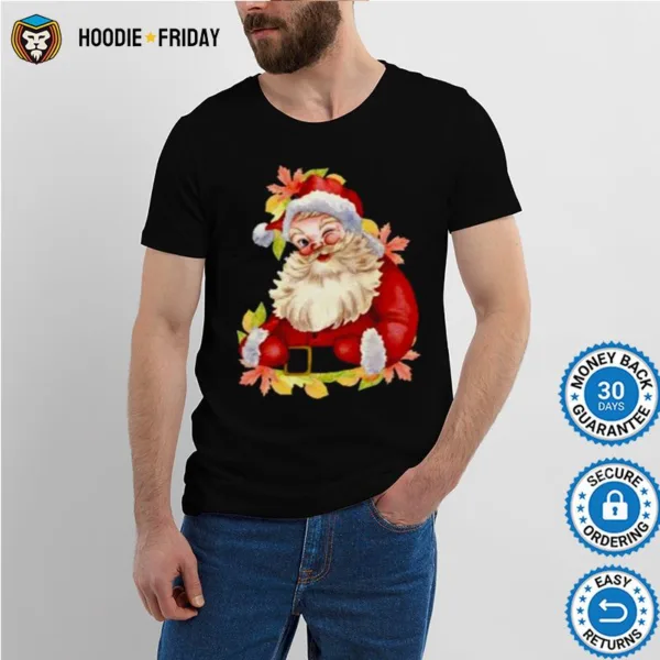 Christmas Cute Gift For Women Winking Funny Santa Fall Shirts