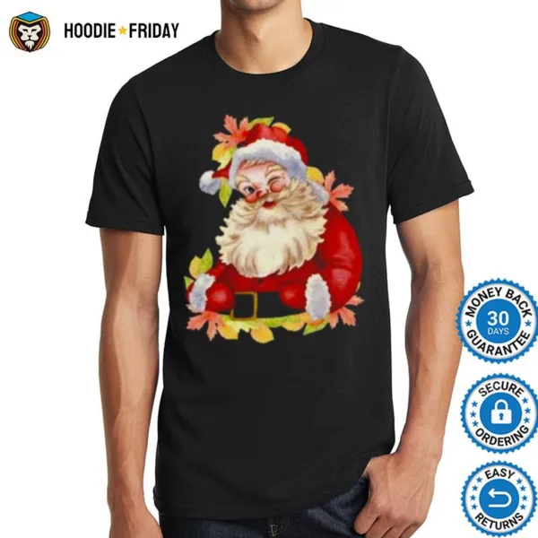 Christmas Cute Gift For Women Winking Funny Santa Fall Shirts