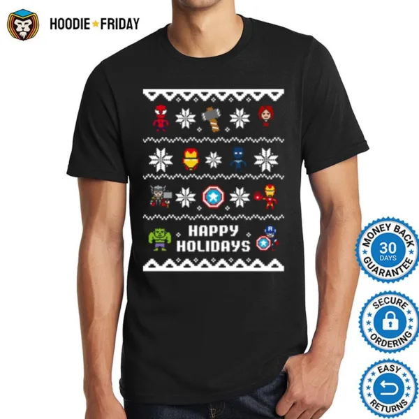 Christmas Happy Holidays Avengers Pixel Shirts