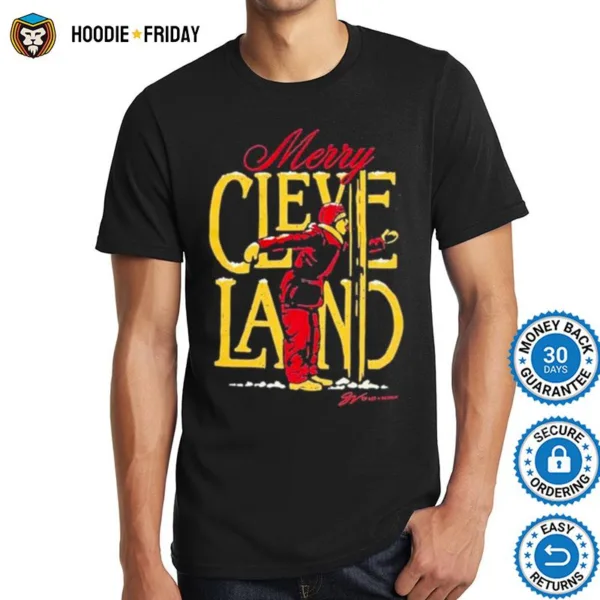 Cleveland Flag Pole Merry Christmas Shirts